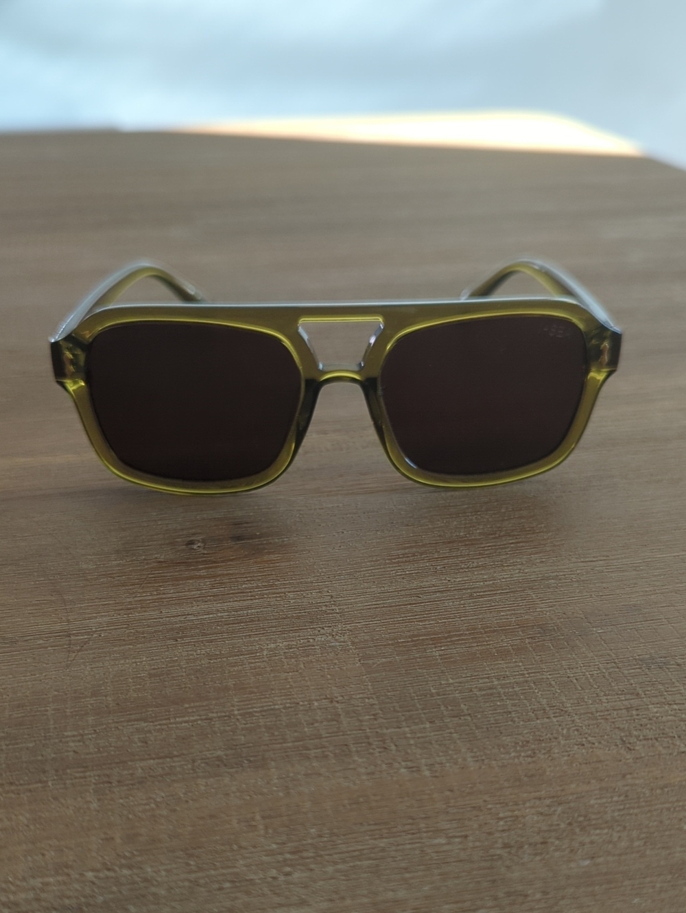 I-Sea Green Transparent Frame Sunglasses with Brown Lenses